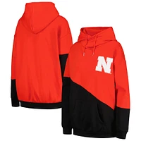 Sweat à capuche Gameday Couture pour femmes, écarlate/noir, Nebraska Huskers Matchmaker Diagonal Cowl