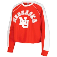 Women's Gameday Couture Scarlet Nebraska Huskers Blindside Raglan Cropped Pullover Sweatshirt