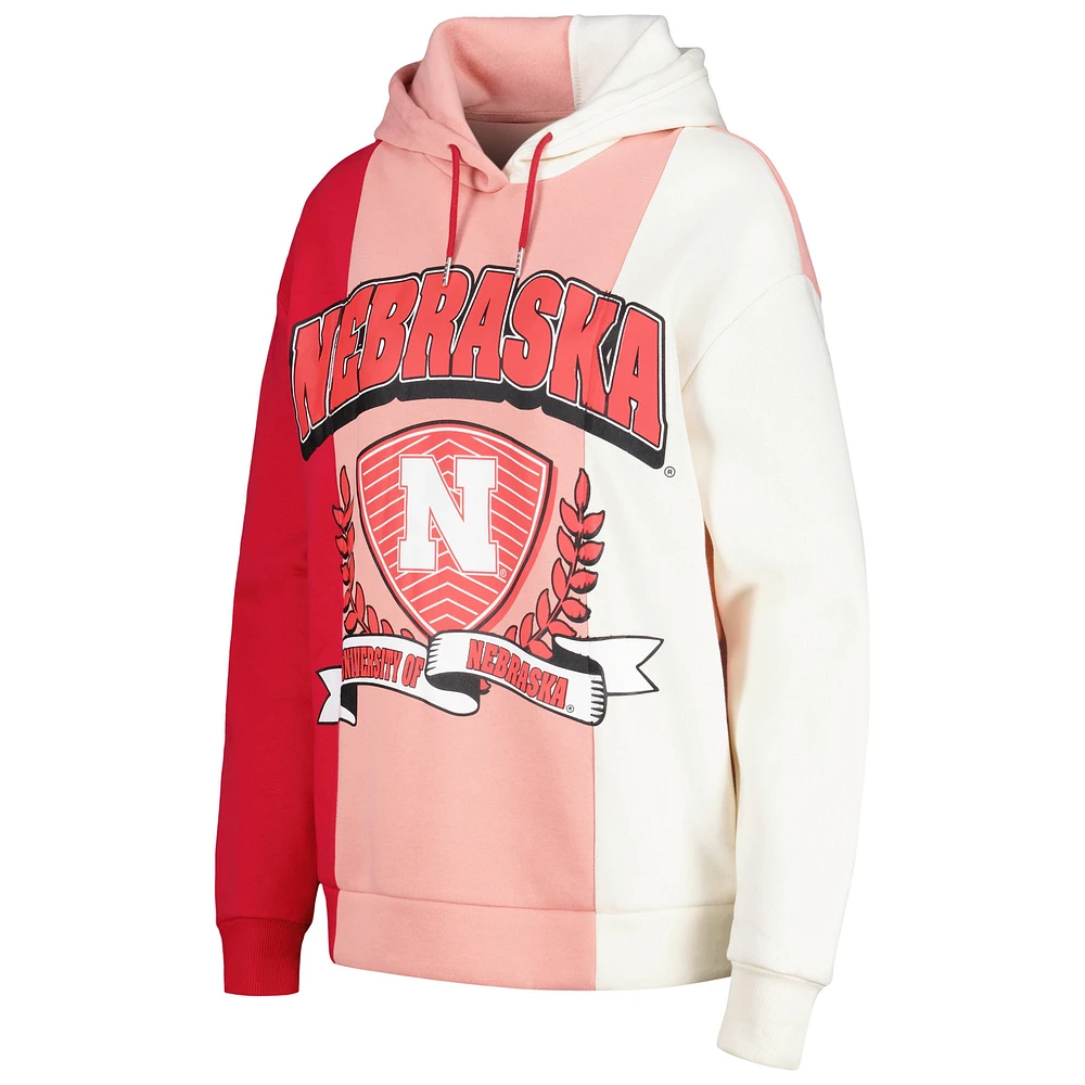 Sweat à capuche color block Gameday Couture Scarlet Nebraska Huskers Hall of Fame pour femme