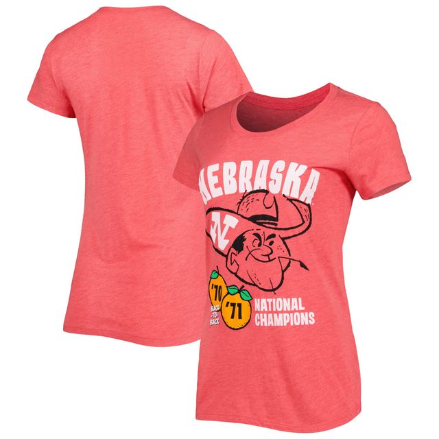 T-shirt à trois mélanges pour femme Homefield Scarlet Nebraska Huskers Vintage National Champions