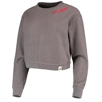 Women's League Collegiate Wear Charcoal Nebraska Huskers Corded Timber Cropped Pullover Sweatshirt