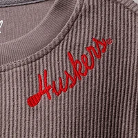 Women's League Collegiate Wear Charcoal Nebraska Huskers Corded Timber Cropped Pullover Sweatshirt