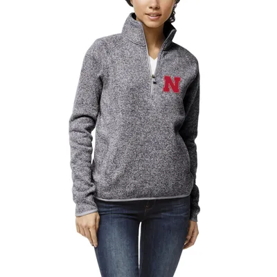 Nebraska Huskers League Collegiate Wear Women's Saranac Quarter-Zip Pullover Top - Heather Gray
