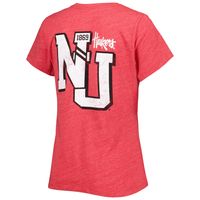 Women's League Collegiate Wear Heather Scarlet Nebraska Huskers Intramural Classic 2-Hit Tri-Blend T-Shirt