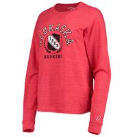 Women's League Collegiate Wear Heathered Scarlet Nebraska Huskers Seal Victory Falls Oversized Tri-Blend Long Sleeve T-Shirt