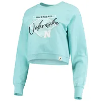 Women's League Collegiate Wear Light Blue Nebraska Huskers Corded Timber Crop Pullover Sweatshirt