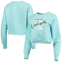 Women's League Collegiate Wear Light Blue Nebraska Huskers Corded Timber Crop Pullover Sweatshirt