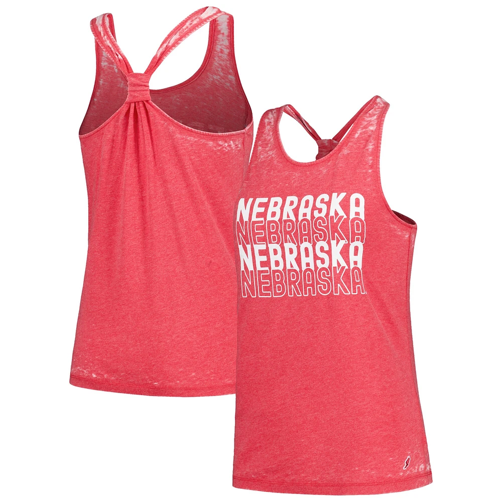 League Collegiate Wear pour femmes Scarlet Nebraska Huskers Stacked Name Débardeur dos nageur