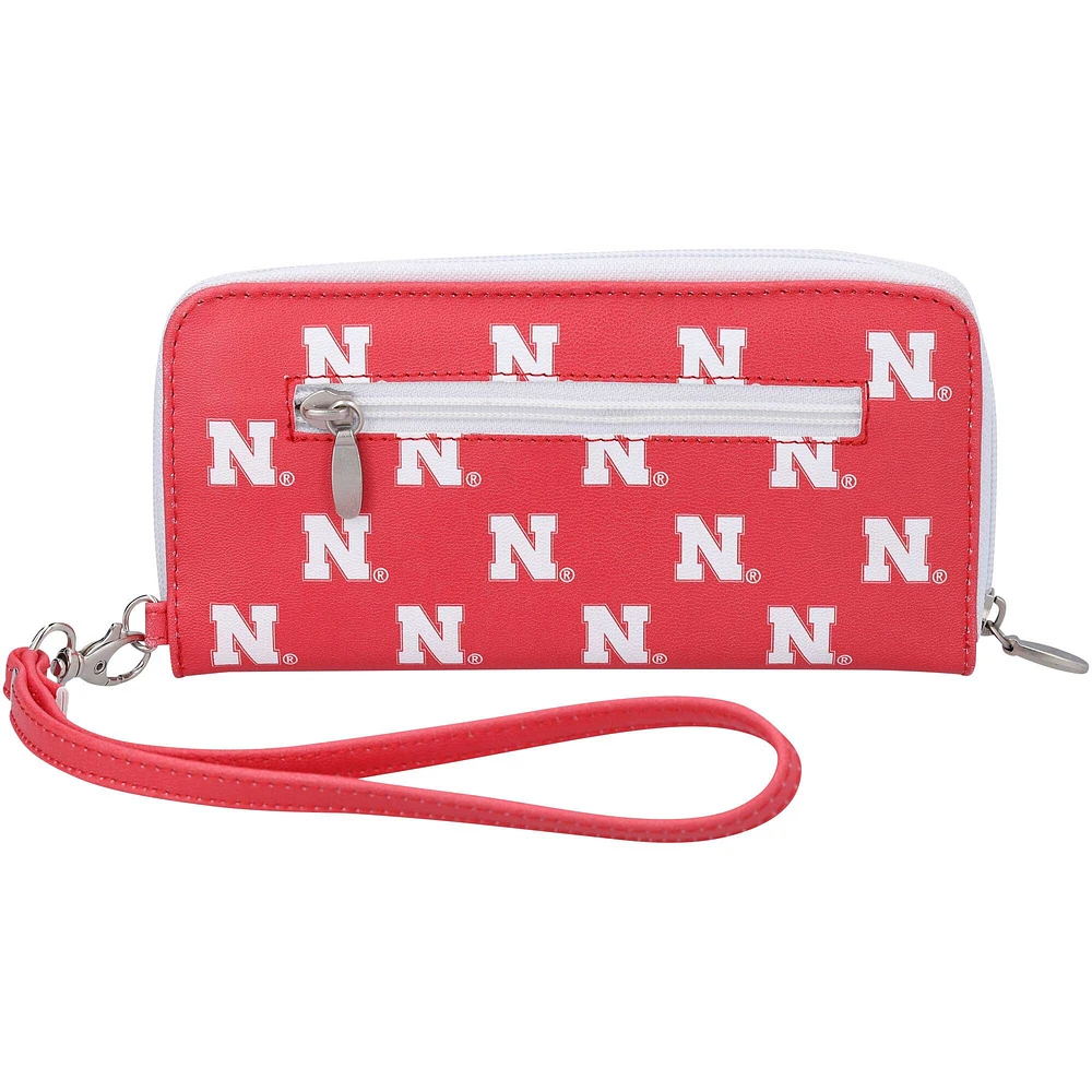 Portefeuille zippé à poignet Nebraska Huskers pour femme