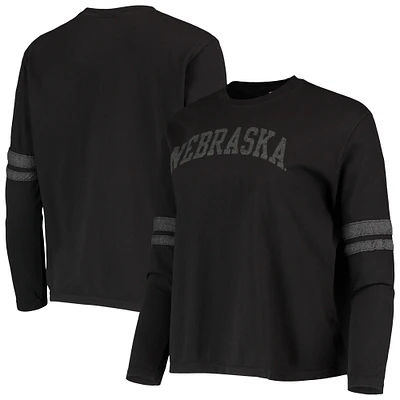 T-shirt à manches longues pour femme Original Retro Brand noir Nebraska Huskers Vault Vintage Stripe