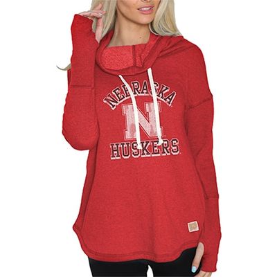 Women's Original Retro Brand Scarlet Nebraska Huskers Funnel Neck Pullover Sweatshirt