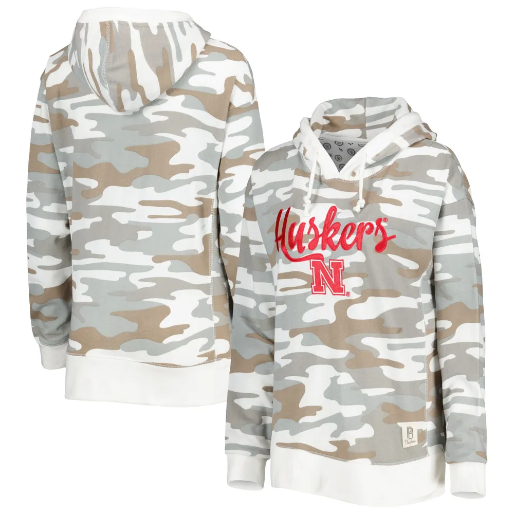 Women's Pressbox Pink Nebraska Huskers Comfy Cord Bar Print Pullover  Sweatshirt