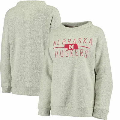 Nebraska Huskers Pressbox Women's Comfy Terry Crew Sweatshirt - Cream