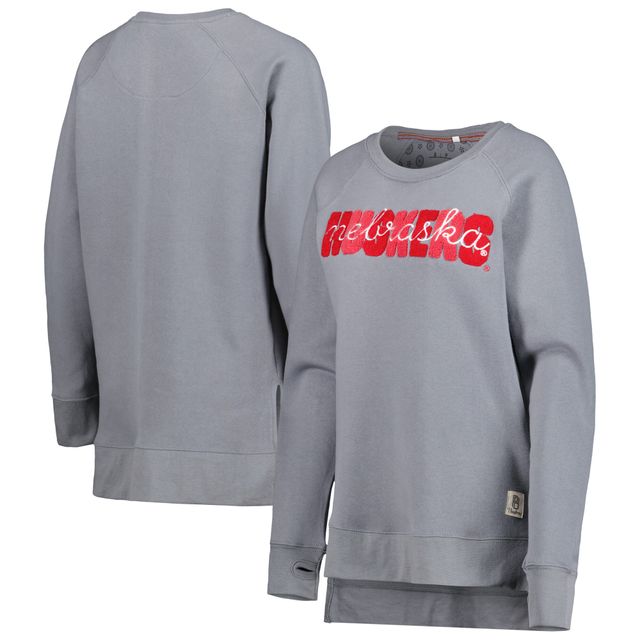 Sweat-shirt à enfiler raglan Pressbox Nebraska Huskers Pinehurst gris pour femme