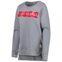 Women's Pressbox Gray Nebraska Huskers Pinehurst Chenille Raglan Pullover Sweatshirt