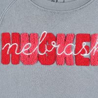 Women's Pressbox Gray Nebraska Huskers Pinehurst Chenille Raglan Pullover Sweatshirt