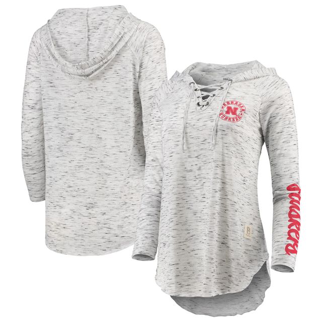 T-shirt à manches longues lacets Nebraska Huskers Space Dye pour femmes, gris Pressbox