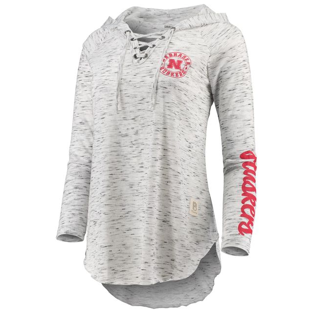 T-shirt à manches longues lacets Nebraska Huskers Space Dye pour femmes, gris Pressbox