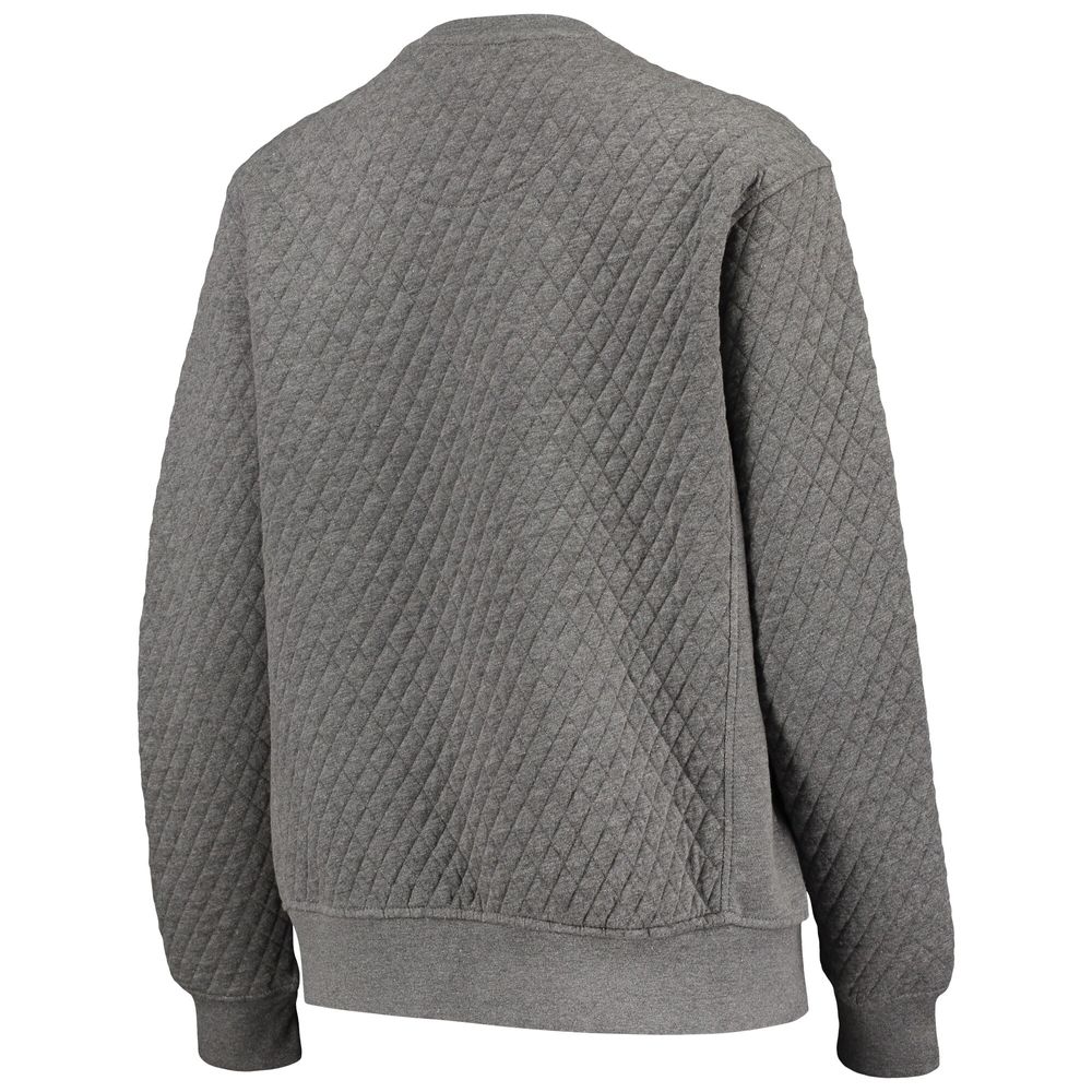 Women's Pressbox Heather Charcoal Nebraska Huskers Moose Quilted Pullover Sweatshirt