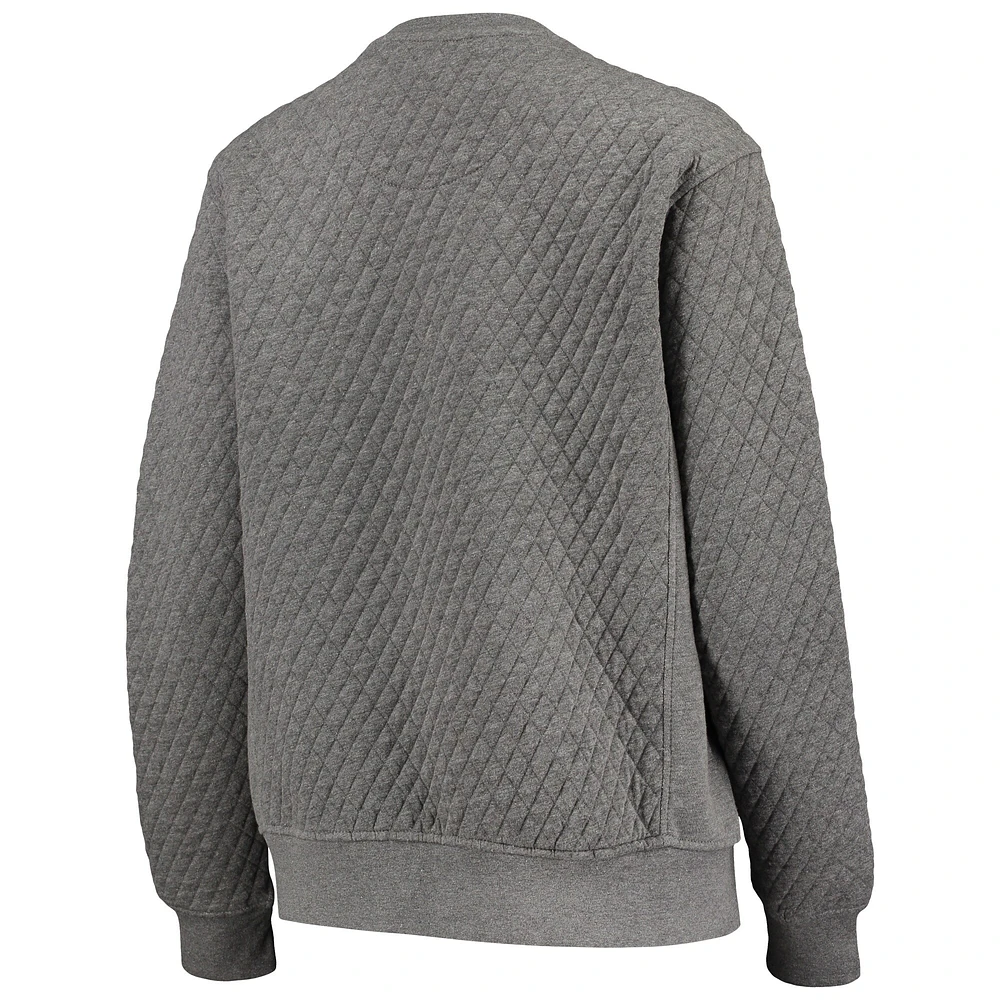 Women's Pressbox Heather Charcoal Nebraska Huskers Moose Quilted Pullover Sweatshirt