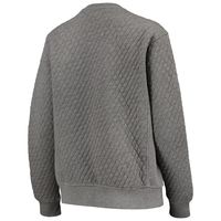 Women's Pressbox Heather Charcoal Nebraska Huskers Moose Quilted Pullover Sweatshirt