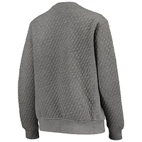 Women's Pressbox Heather Charcoal Nebraska Huskers Moose Quilted Pullover Sweatshirt