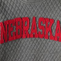 Women's Pressbox Heather Charcoal Nebraska Huskers Moose Quilted Pullover Sweatshirt
