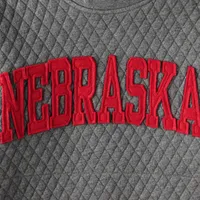 Women's Pressbox Heather Charcoal Nebraska Huskers Moose Quilted Pullover Sweatshirt
