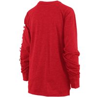 Women's Pressbox Heathered Scarlet Nebraska Huskers Two-Hit Canyon Long Sleeve T-Shirt