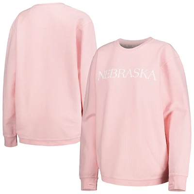 Sweat-shirt Pressbox Nebraska Huskers Comfy Cord Bar Print pour femme, rose