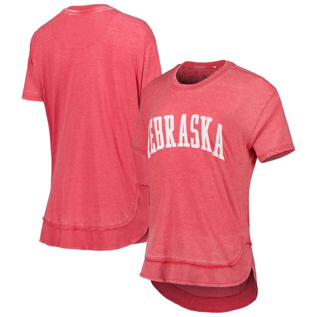 T-shirt Pressbox Scarlet Nebraska Huskers Arch Poncho pour femme