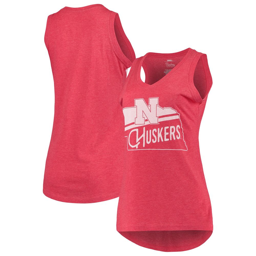 Women's Pressbox Scarlet Nebraska Huskers Ferris Melange V-Neck Tank Top