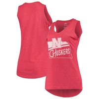 Women's Pressbox Scarlet Nebraska Huskers Ferris Melange V-Neck Tank Top