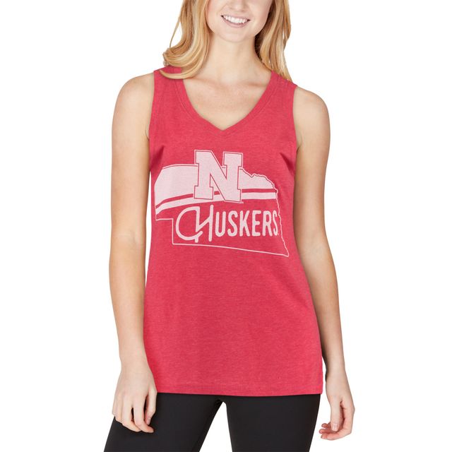 Débardeur à encolure en V pour femme Pressbox Scarlet Nebraska Huskers Ferris Melange