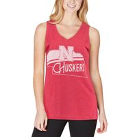 Women's Pressbox Scarlet Nebraska Huskers Ferris Melange V-Neck Tank Top