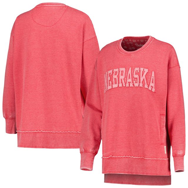 Sweat-shirt Pressbox Scarlet Nebraska Huskers Marniville Vintage Wash pour femme