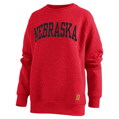 Sweat-shirt matelassé à imprimé élan pour femme Pressbox Scarlet Nebraska Huskers