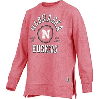 Sweat-shirt Pressbox Scarlet Nebraska Huskers Sun Washed Bishop pour femme