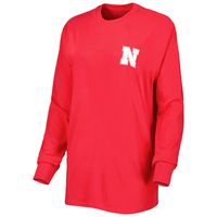 Women's Pressbox Scarlet Nebraska Huskers Valencia Plaid 2-Hit Long Sleeve T-Shirt