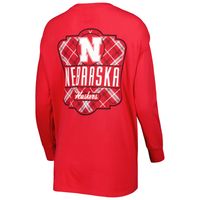 Women's Pressbox Scarlet Nebraska Huskers Valencia Plaid 2-Hit Long Sleeve T-Shirt