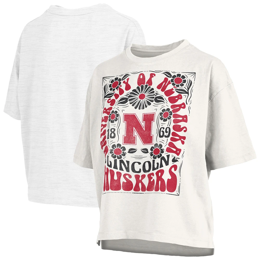 T-shirt surdimensionné blanc Nebraska Huskers Harmony pour femme Pressbox