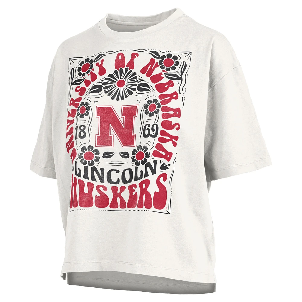 T-shirt surdimensionné blanc Nebraska Huskers Harmony pour femme Pressbox