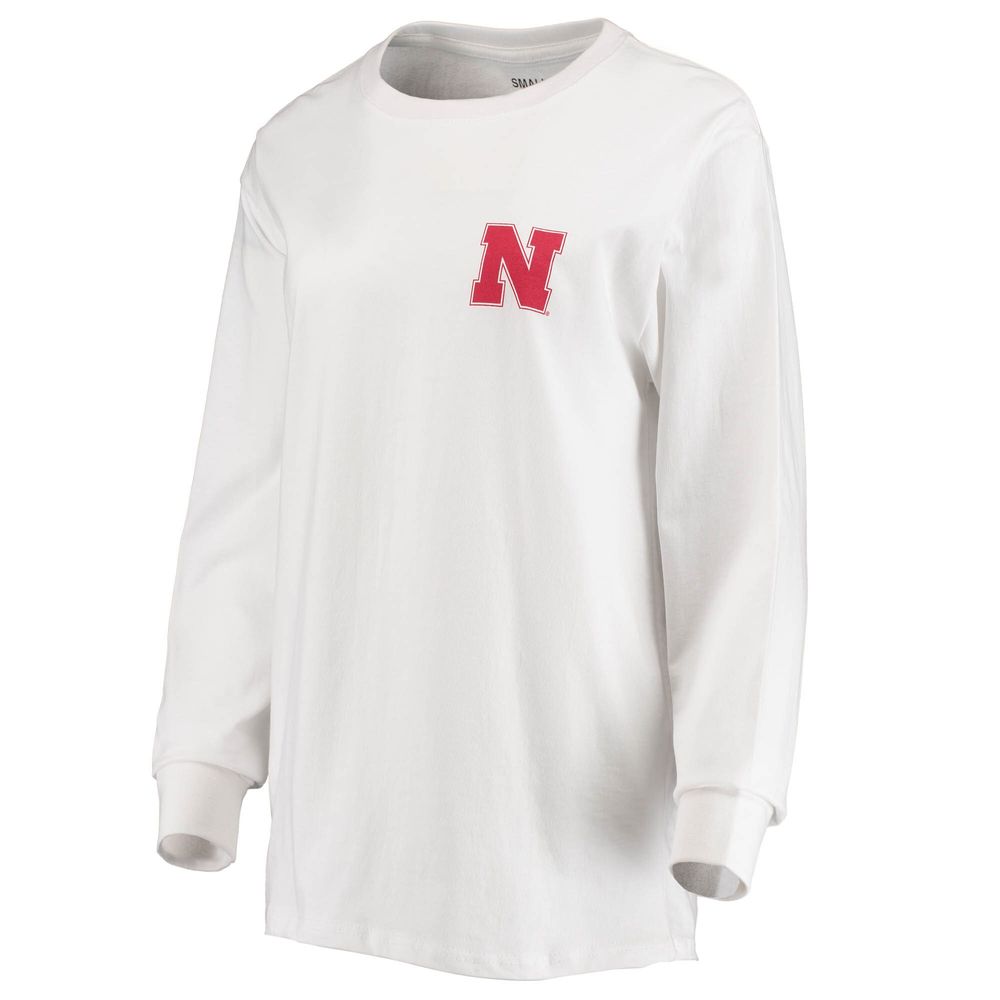 Women's Pressbox White Nebraska Huskers Traditions Pennant Long Sleeve T-Shirt