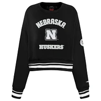 Women's Pro Standard  Black Nebraska Huskers Pearl Cropped Pullover Sweatshirt