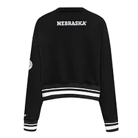 Women's Pro Standard  Black Nebraska Huskers Pearl Cropped Pullover Sweatshirt