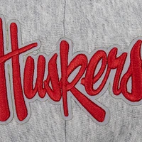 Women's Pro Standard Heather Gray Nebraska Huskers Script Tail Fleece Cropped Pullover Hoodie