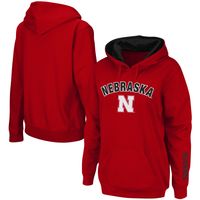 Women's Scarlet Nebraska Huskers Arch & Logo 1 Pullover Hoodie