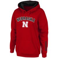 Women's Scarlet Nebraska Huskers Arch & Logo 1 Pullover Hoodie