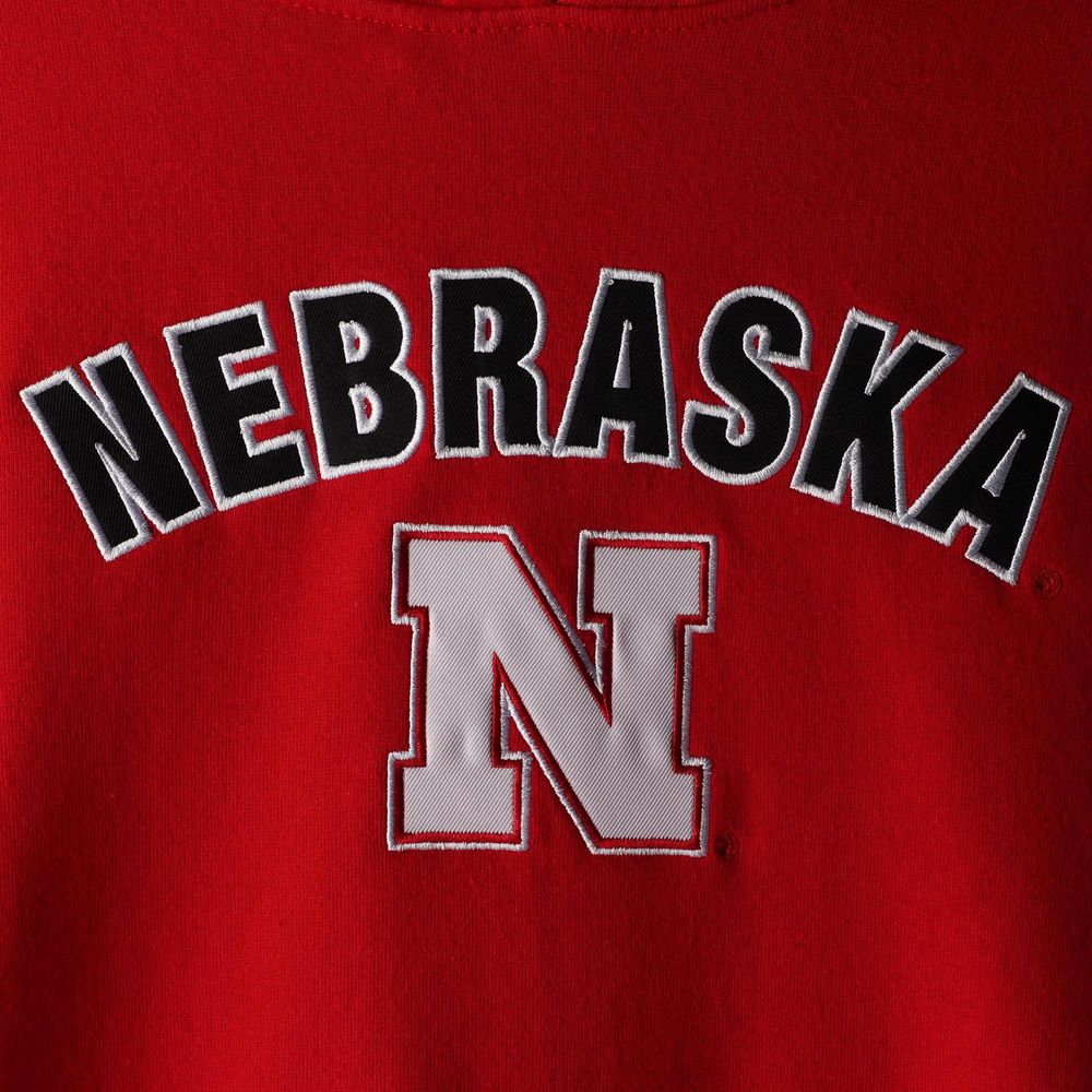 Women's Scarlet Nebraska Huskers Arch & Logo 1 Pullover Hoodie