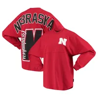 T-shirt en jersey pour femme Scarlet Nebraska Huskers Loud n Proud Spirit